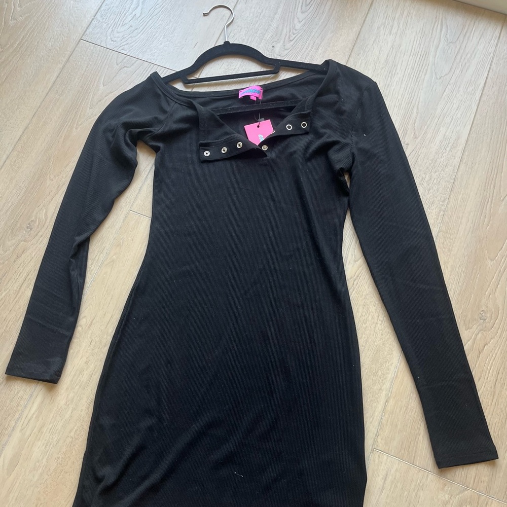 Edikted Black Off the Shoulder Grommet Detail Top